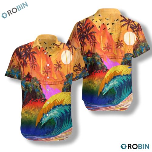 Lgbt Sunset Hawaiian Hawaiian Shirt, Button-up T-shirt ...
