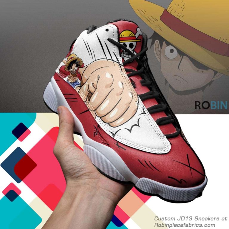Luffy gomu gomu  jd 13 sneakers, one piece custom shoes