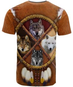 Native American 4 Wolves 3D All Over Print T-Shirt