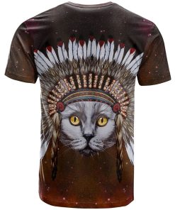 Native American – Cat Drawing 3D All Over Print T-Shirt Native American – Cat Drawing 3D All Over Print T-Shirt