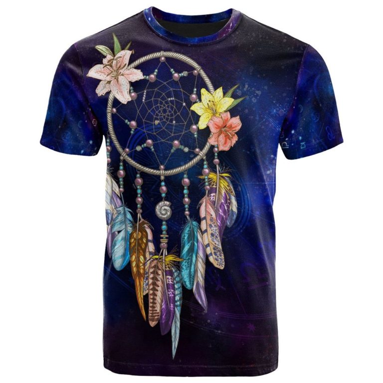Native American – Dreamcatcher Galaxy Blue Style 3D All Over Print T-Shirt
