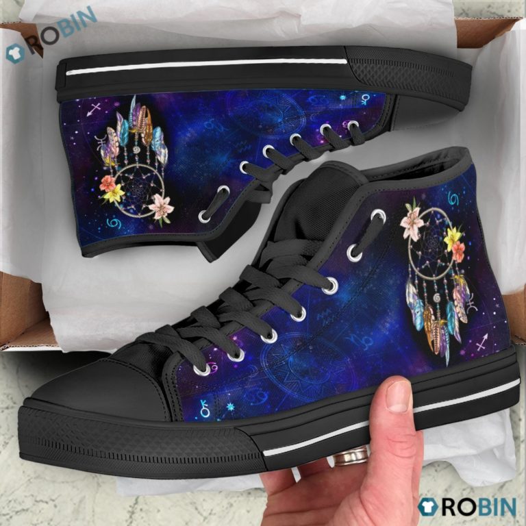 Native American Dreamcatcher Galaxy Blue Style High Top Shoes