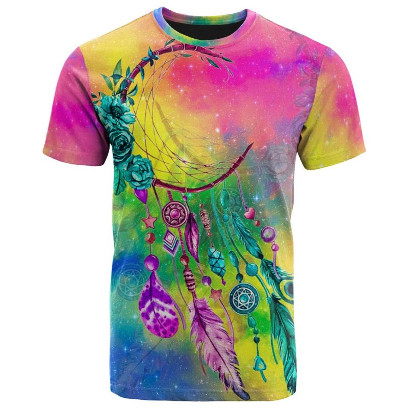 Native American – Dreamcatcher Trippy Galaxy Style 3D All Over Print T-Shirt