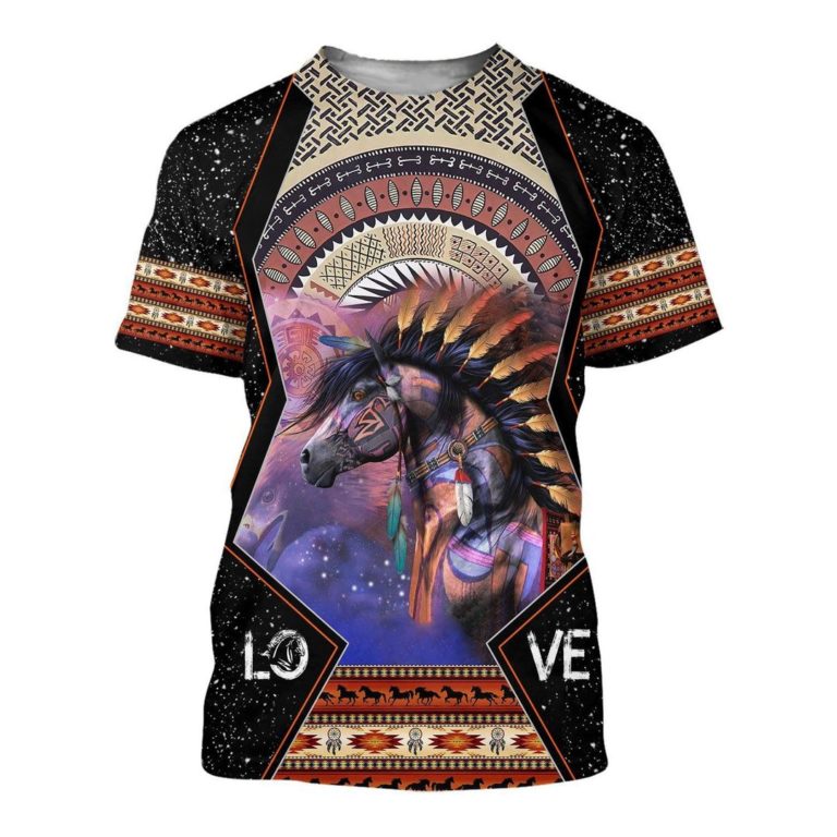 Native American Horse Galaxy 3D All Over Print T-Shirt