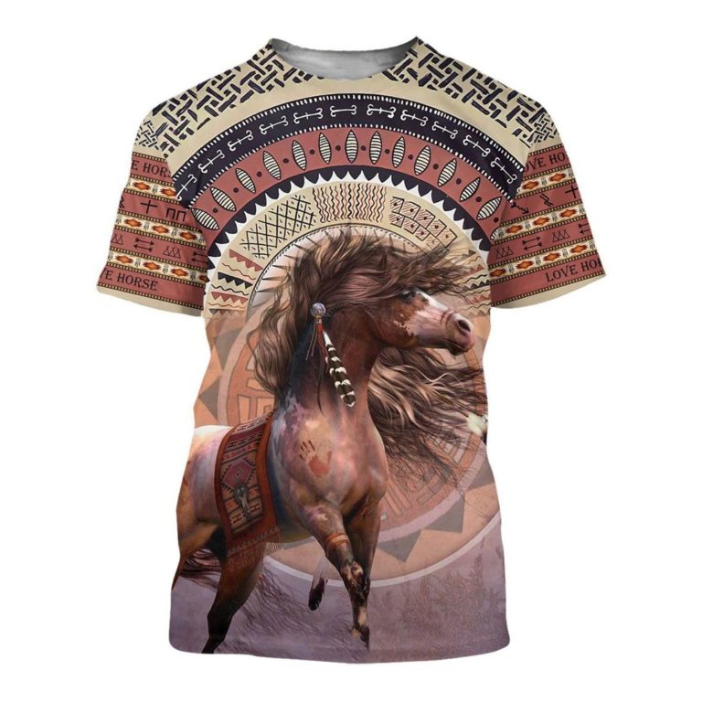 Native American Horse Native Pattern 3D All Over Print T-Shirt