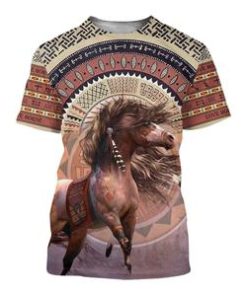Native American Horse Native Pattern 3D All Over Print T-Shirt