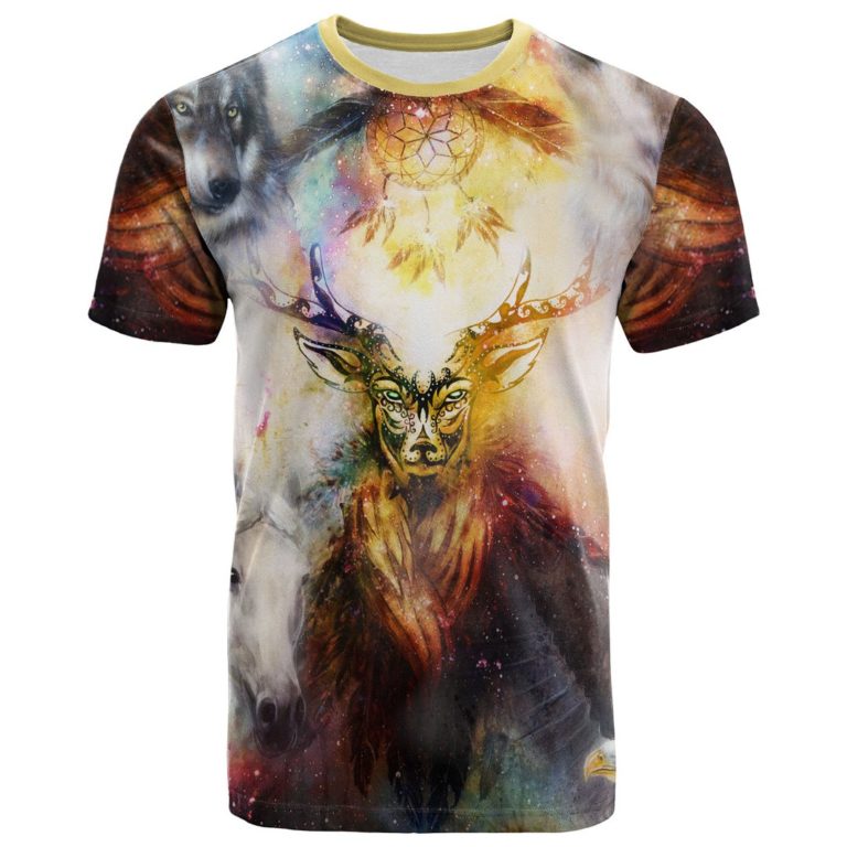 Native American – Sacred Ornamental Deer Spirit 3D All Over Print T-Shirt