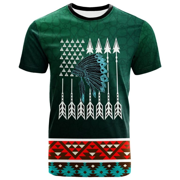 Native American – Traditional Headdress and Arrows 3D All Over Print T-Shirt