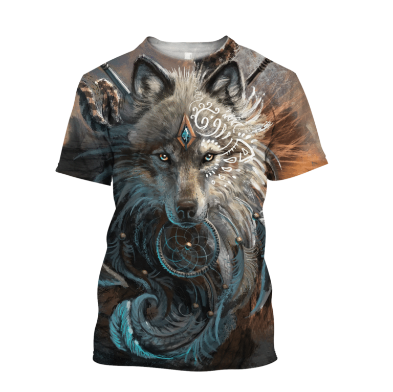 Native American Wolf 3D All Over Print T-Shirt