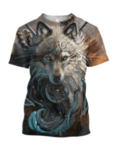 Native American Wolf 3D All Over Print T-Shirt