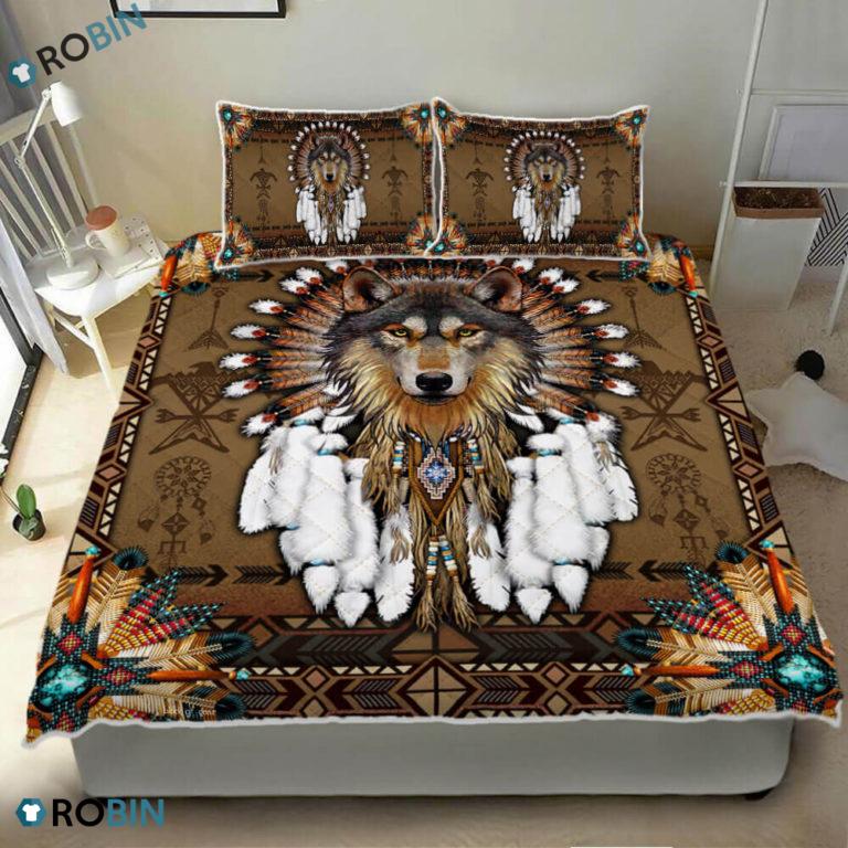 Native American Wolf 3D Print Bedding Set