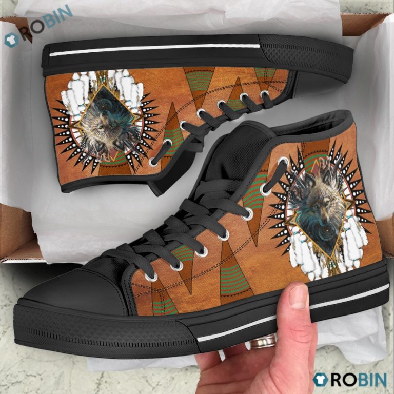 Native American Wolf Legends High Top Shoes