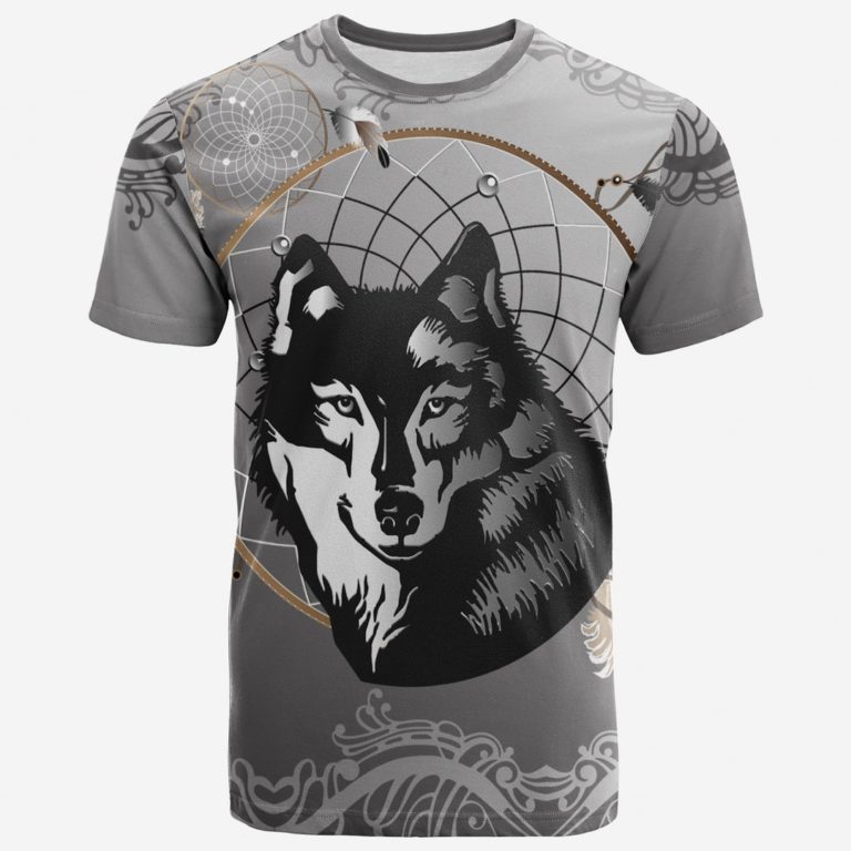 Native American – Wolf With Dream Catcher 3D All Over Print T-Shirt