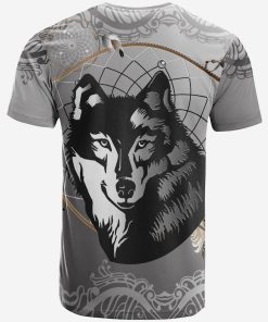 Native American – Wolf With Dream Catcher 3D All Over Print T-Shirt