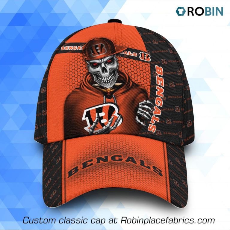 NFL Cincinnati Bengals Skull Full Print Cap, Hat