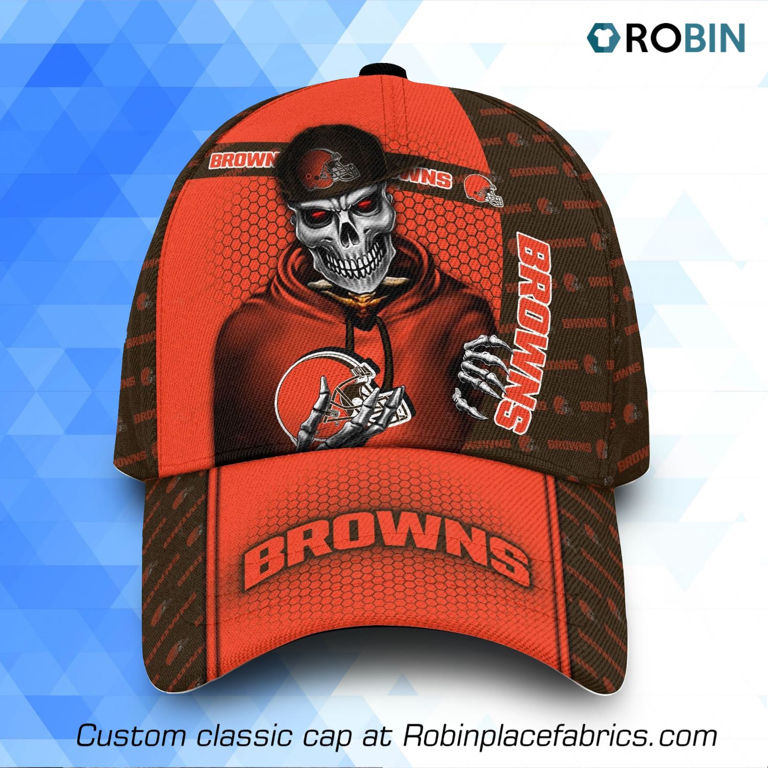 Personalized Cleveland Browns Flame Skull All Over Print 3D Classic Cap-TPH  - Love My Family Forever