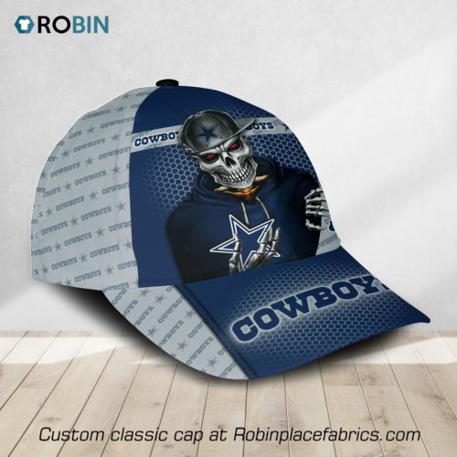 NFL Dallas Cowboys Skull Full Print Cap, Hat RobinPlaceFabrics