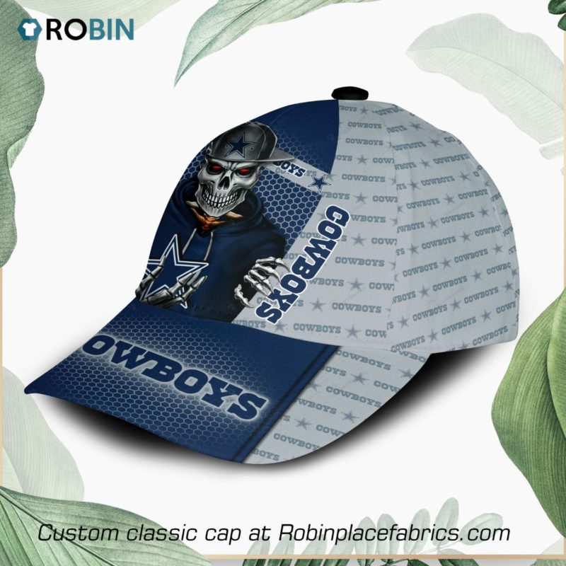NFL Dallas Cowboys Skull Full Print Cap, Hat RobinPlaceFabrics