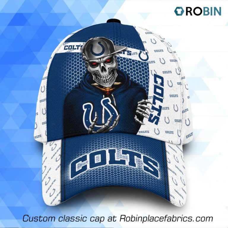 NFL Indianapolis Colts Skull Full Print Cap, Hat
