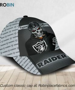 NFL Las Vegas Raiders Skull All Over Print Caps NFL Las Vegas Raiders Skull All Over Print Caps
