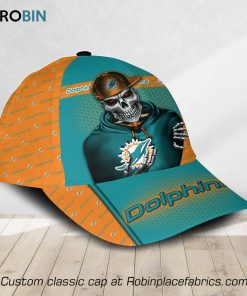 NFL Miami Dolphins Skull All Over Print Caps