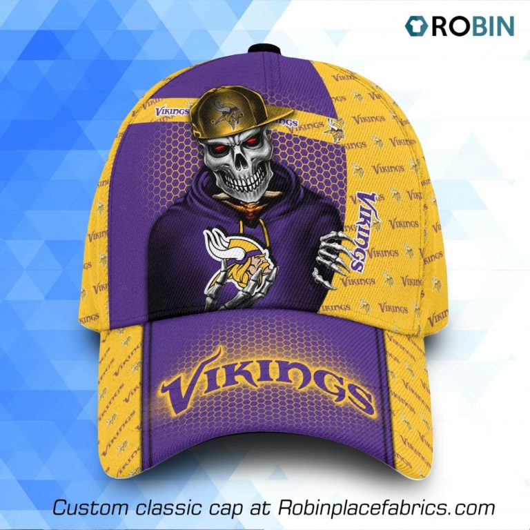NFL Minnesota Vikings Skull 3D Printed Classic Caps