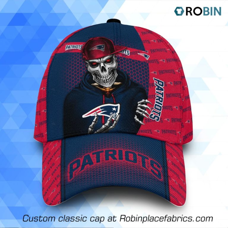 NFL New England Patriots Skull Full Print Cap, Hat