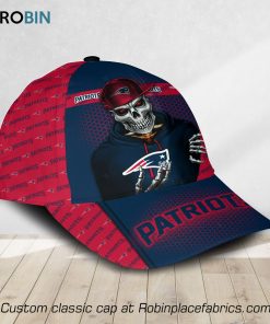 NFL New England Patriots Skull Full Print Cap, Hat NFL New England Patriots Skull Full Print Cap, Hat