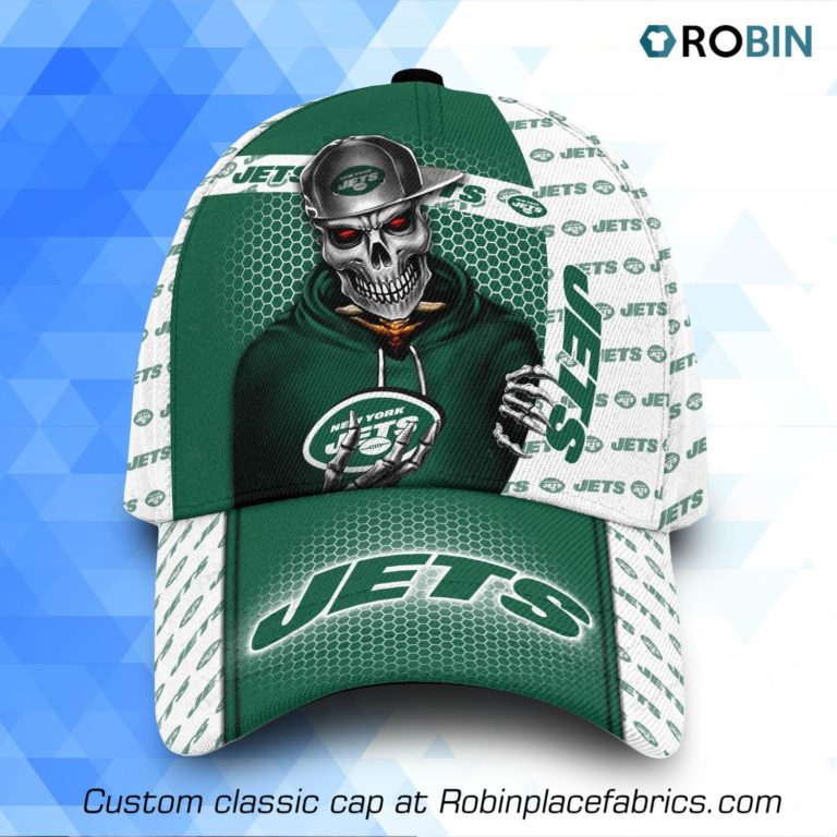 NFL New York Jets Skull All Over Print Caps