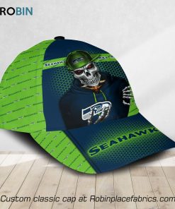 NFL Seattle Seahawks Skull Full Print Cap, Hat