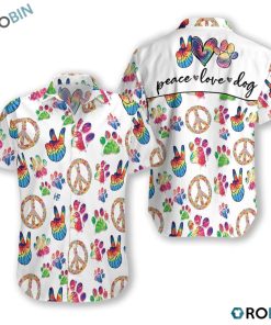 Peace Love Dog Hawaiian Seamless Hawaiian Shirt