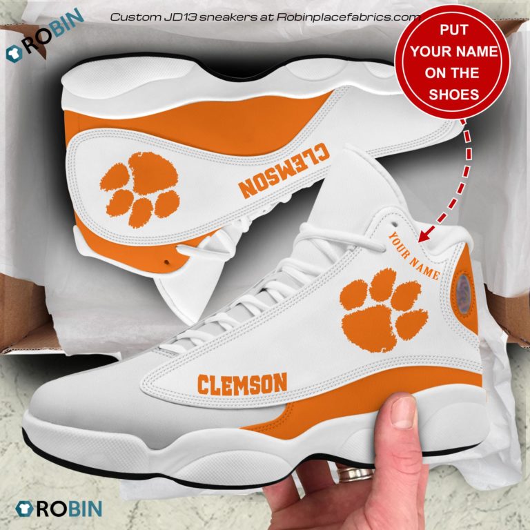 Personalized Clemson Tigers Air JD13 Shoes, Custom Sneakers