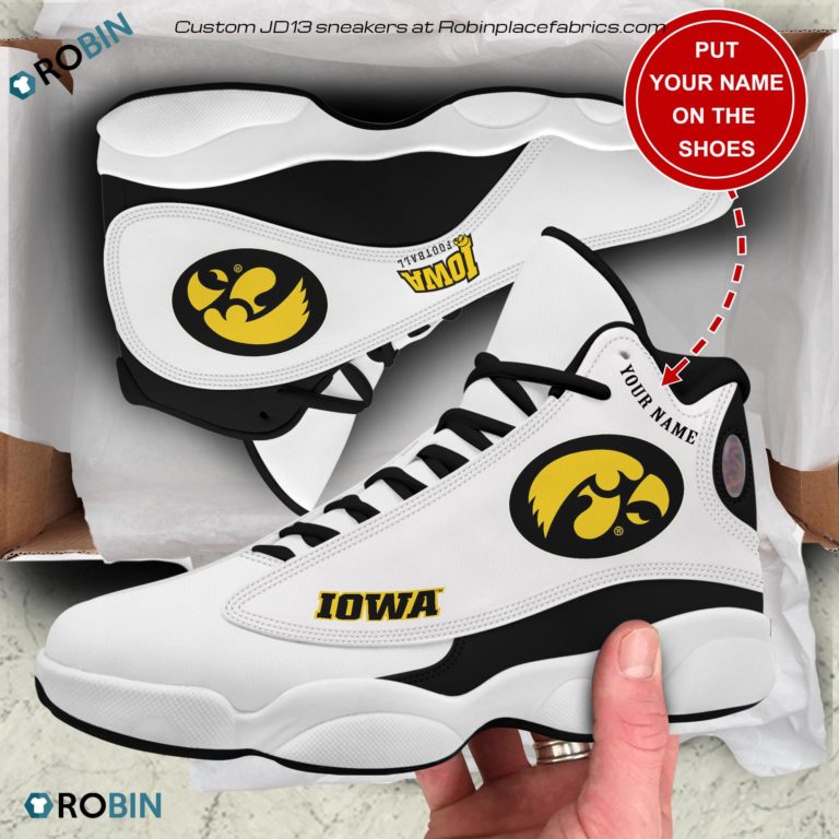 Personalized Iowa Hawkeyes Football Air JD13 Shoes, Custom Sneakers
