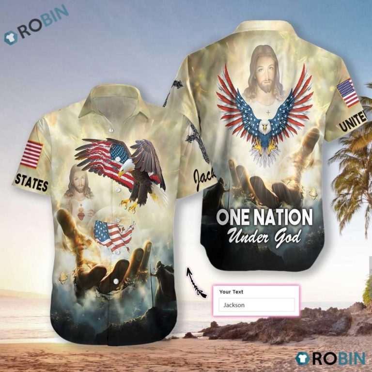 Personalized Name Christian One Nation Under God Hawaiian Shirt