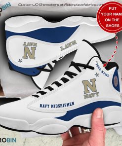 Personalized Navy Midshipmen Air JD13 Sneakers Personalized Navy Midshipmen Air JD13 Sneakers