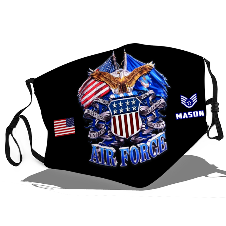 Personalized US Air force face mask with Pm2.5 filter – Defending – Freedom