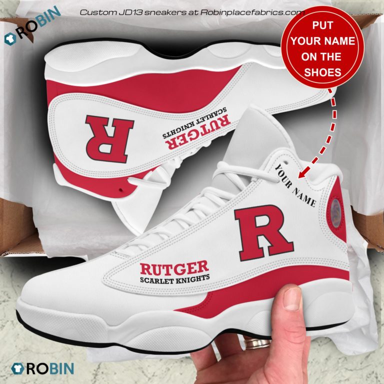 Personalized Rutgers Scarlet Knights Air JD13 Shoes, Custom Sneakers
