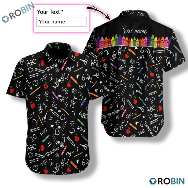 Personalized Teacher’s Name With Crayons Hawaiian Shirt