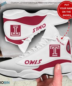 Personalized Temple Owls Air JD13 Shoes, Custom Jordan 13 Sneakers
