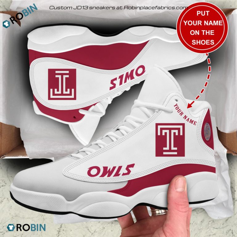 Personalized Temple Owls Air JD13 Shoes, Custom Jordan 13 Sneakers