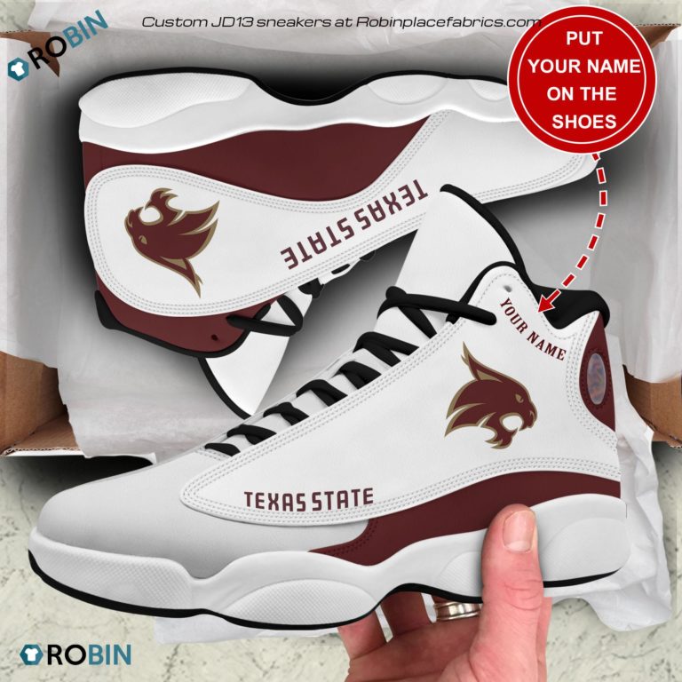 Personalized Texas State Bobcats Air JD13 Shoes, Custom Sneakers