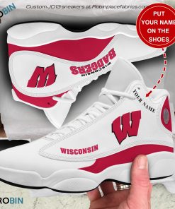 Personalized Wisconsin Badgers Air JD13 Shoes, Custom Sneakers