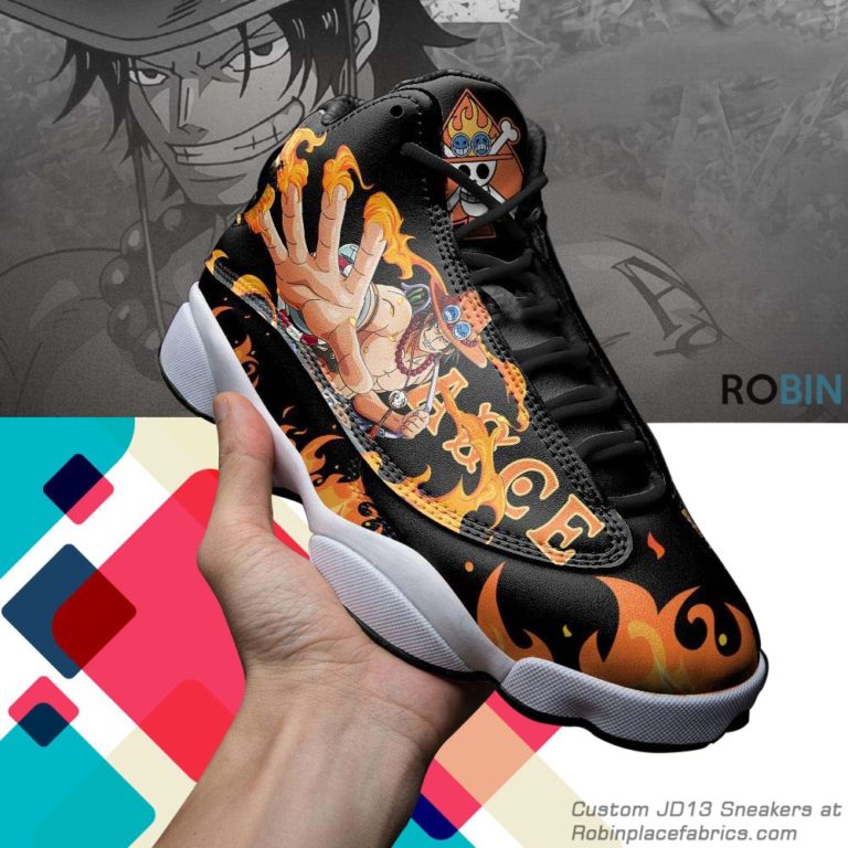 Portgas d ace  jd 13 sneakers, one piece custom shoes