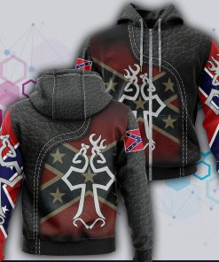 Confederate Flag Southern Hunting Cross AOP Hoodie and Zip-up Confederate Flag Southern Hunting Cross AOP Hoodie and Zip-up