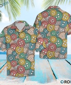 Sewing Buttons Hawaiian Shirt, Button-up T-shirt