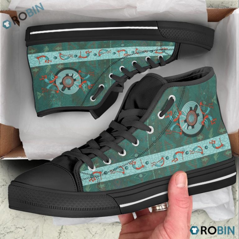 South Native Anasazi Kokopelli Art High Top Shoes