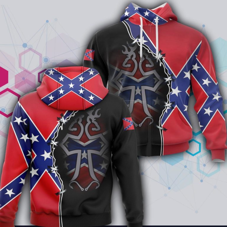 Confederate Flag Southern Deer Hunting Cross 3d Hoodie and Zip