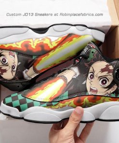 Tanjiro kamado  jd 13 sneakers, sun breathing demon slayer custom shoes