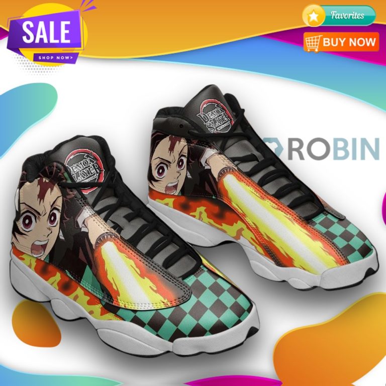 Tanjiro kamado  jd 13 sneakers, sun breathing demon slayer custom shoes
