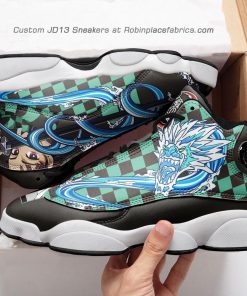 Tanjiro kamado  jd 13 sneakers, water breathing demon slayer custom shoes